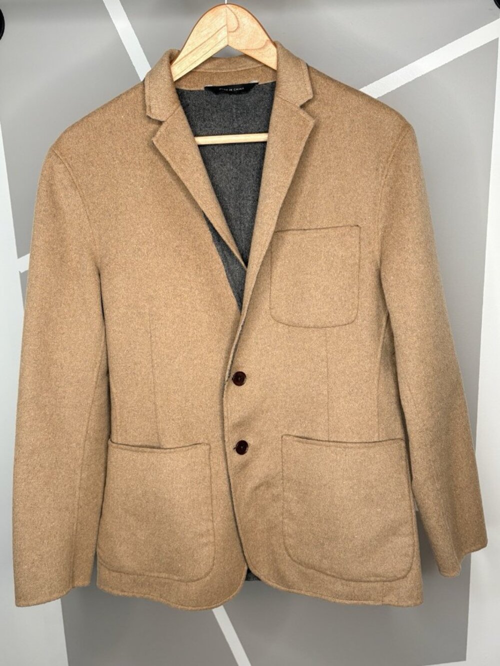 Banana Republic Reversible Wool Blend Blazer Men’s 38S Short Slim Fit Brown Grey